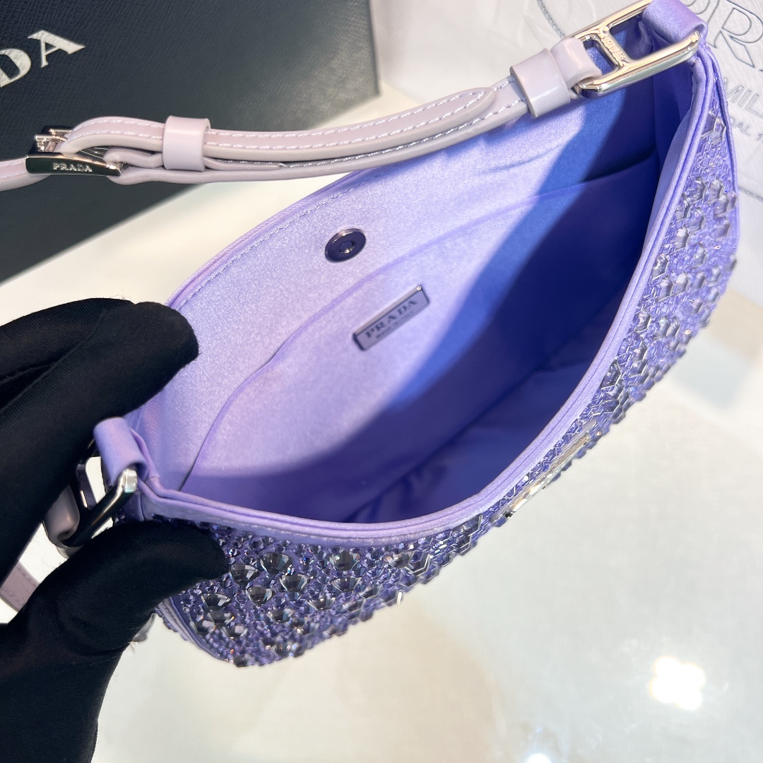 Bagsaaa Pra*a Cleo Crystal Purple - 22*18*4.5cm