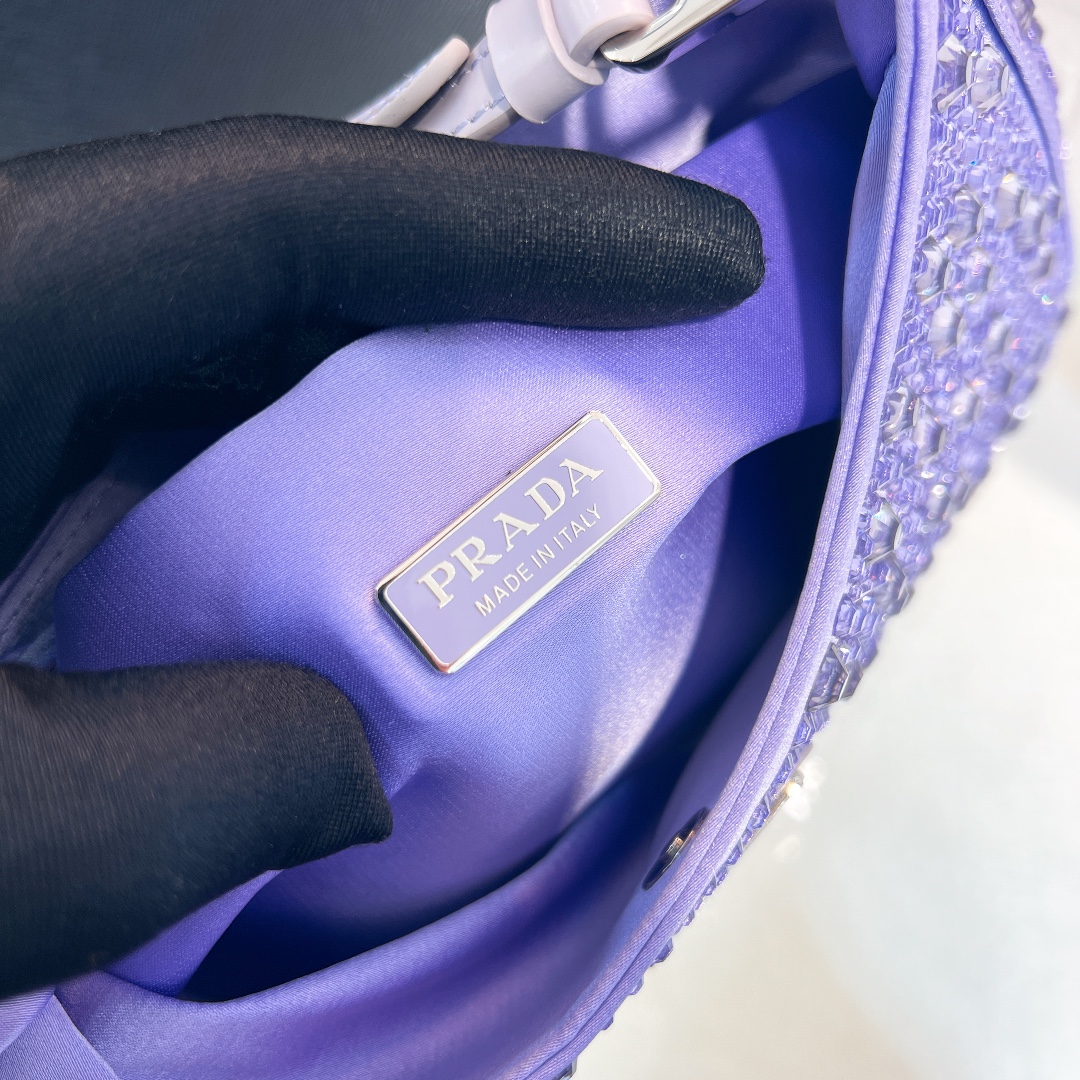 Bagsaaa Pra*a Cleo Crystal Purple - 22*18*4.5cm