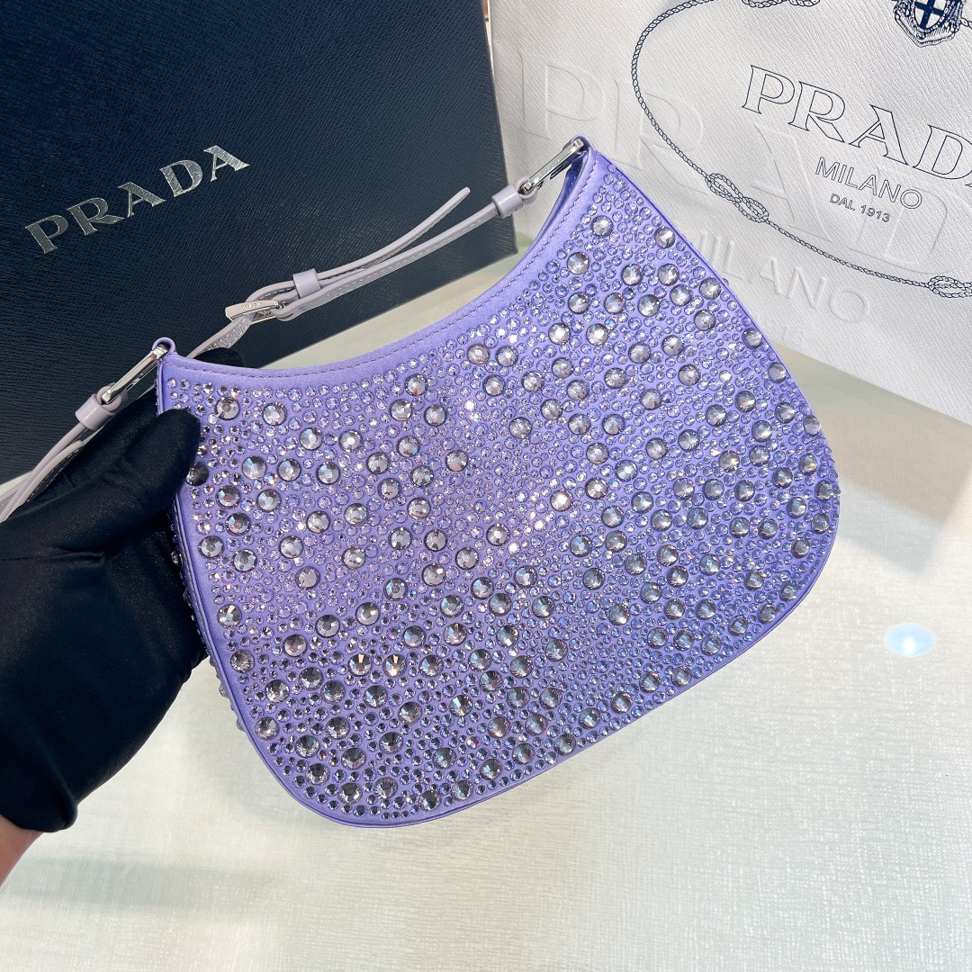 Bagsaaa Pra*a Cleo Crystal Purple - 22*18*4.5cm