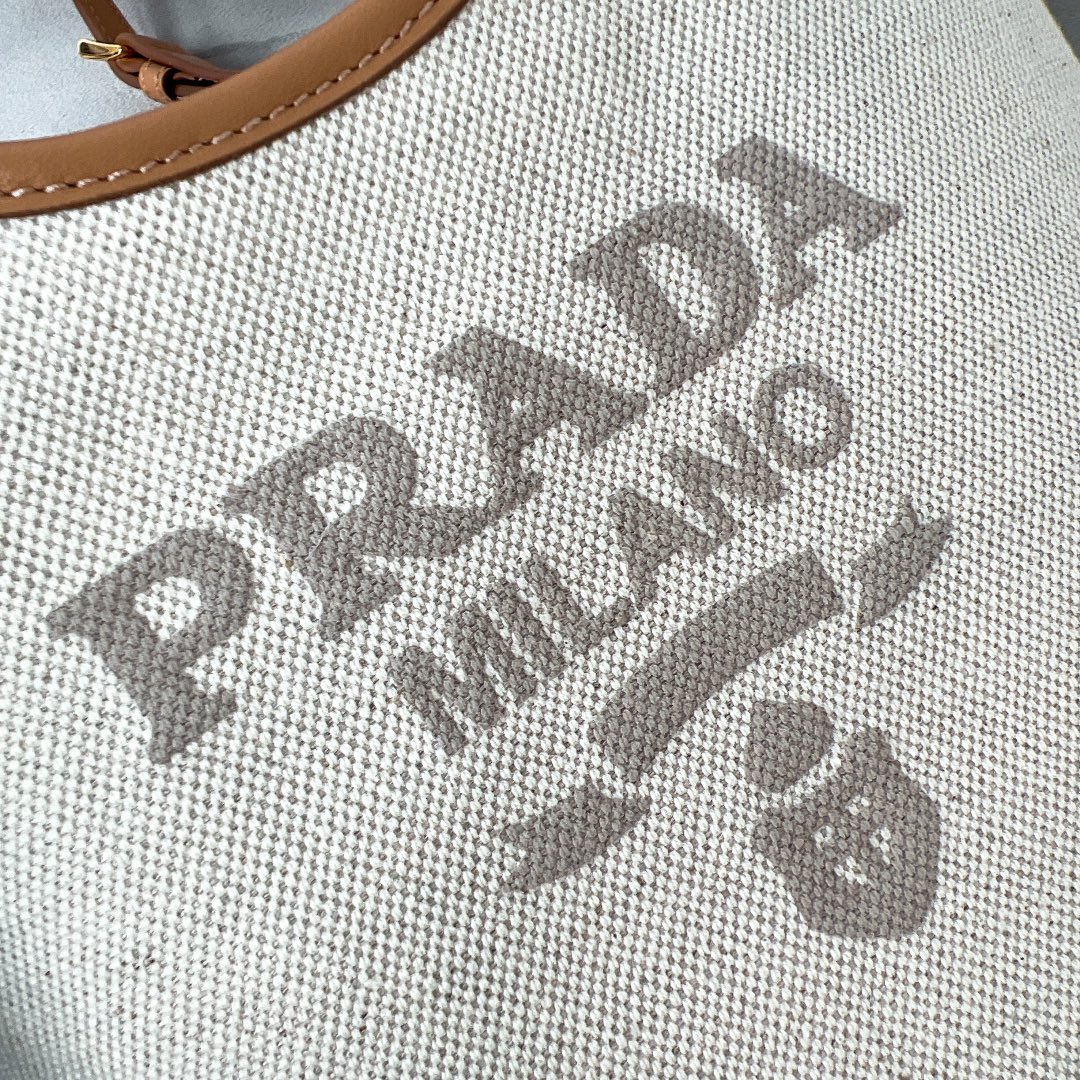 Bagsaaa Pra*a Linen blend and leather mini-buckle bag - 21*18*9cm