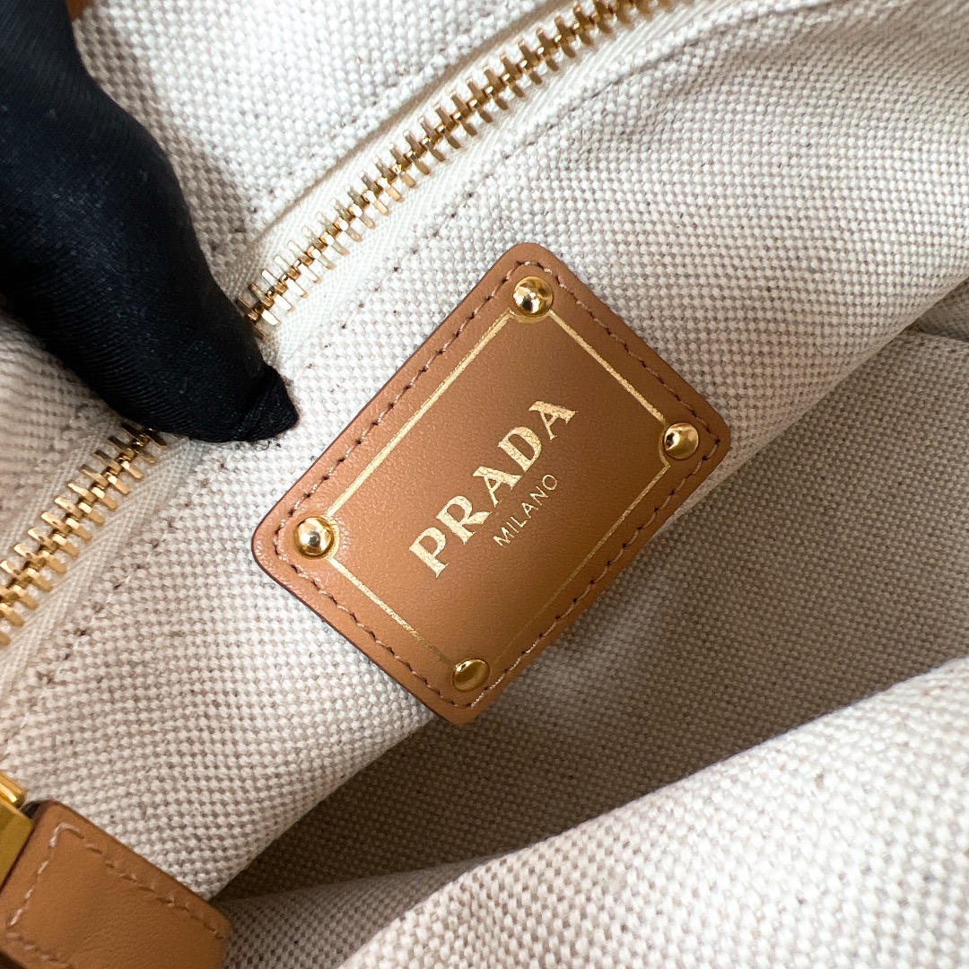 Bagsaaa Pra*a Linen blend and leather mini-buckle bag - 21*18*9cm