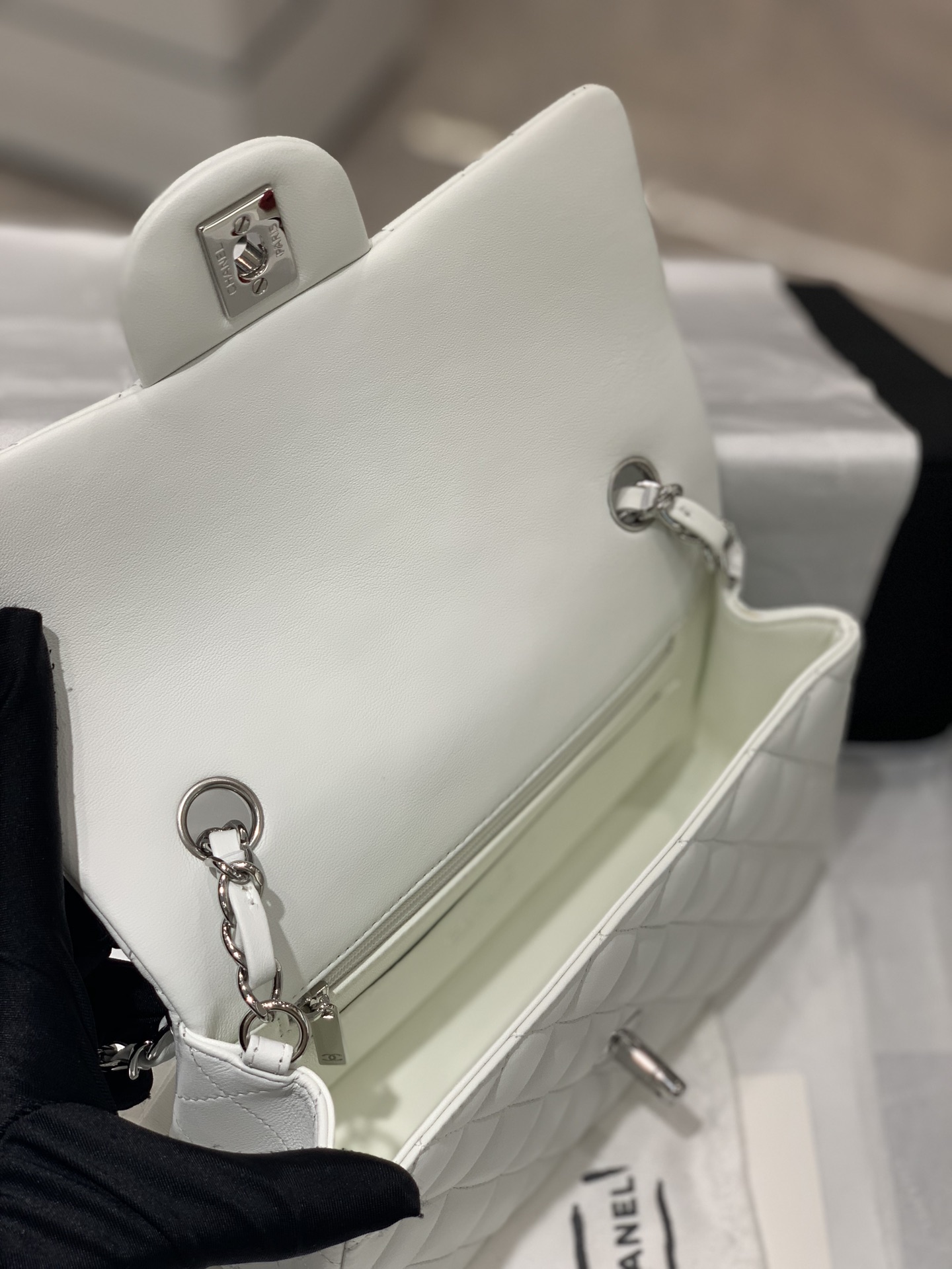 Ch**el Flap Bag Mini 20cm white