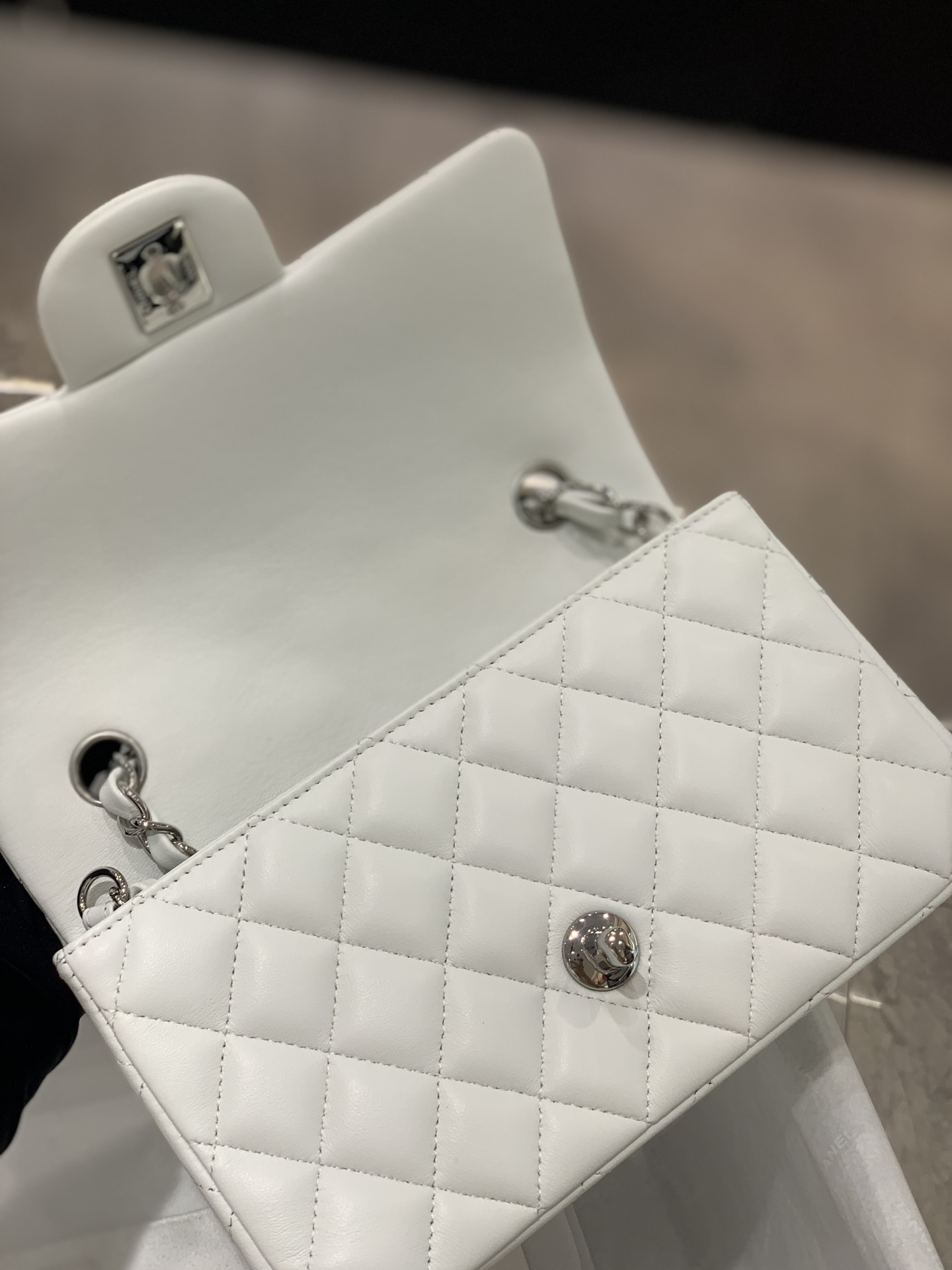 Ch**el Flap Bag Mini 20cm white