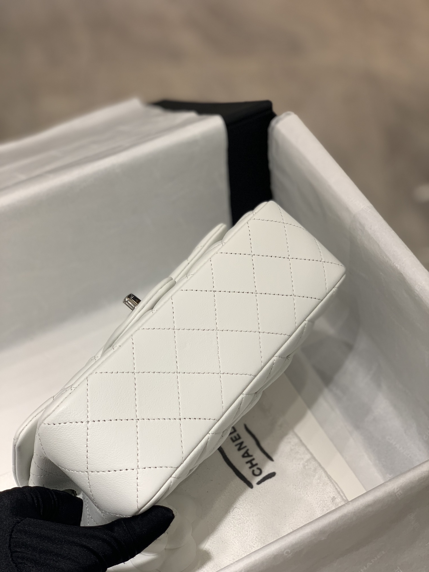 Ch**el Flap Bag Mini 20cm white