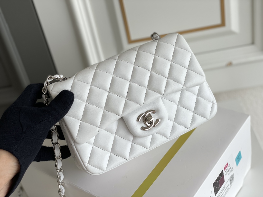Ch**el Flap Bag Mini 20cm white