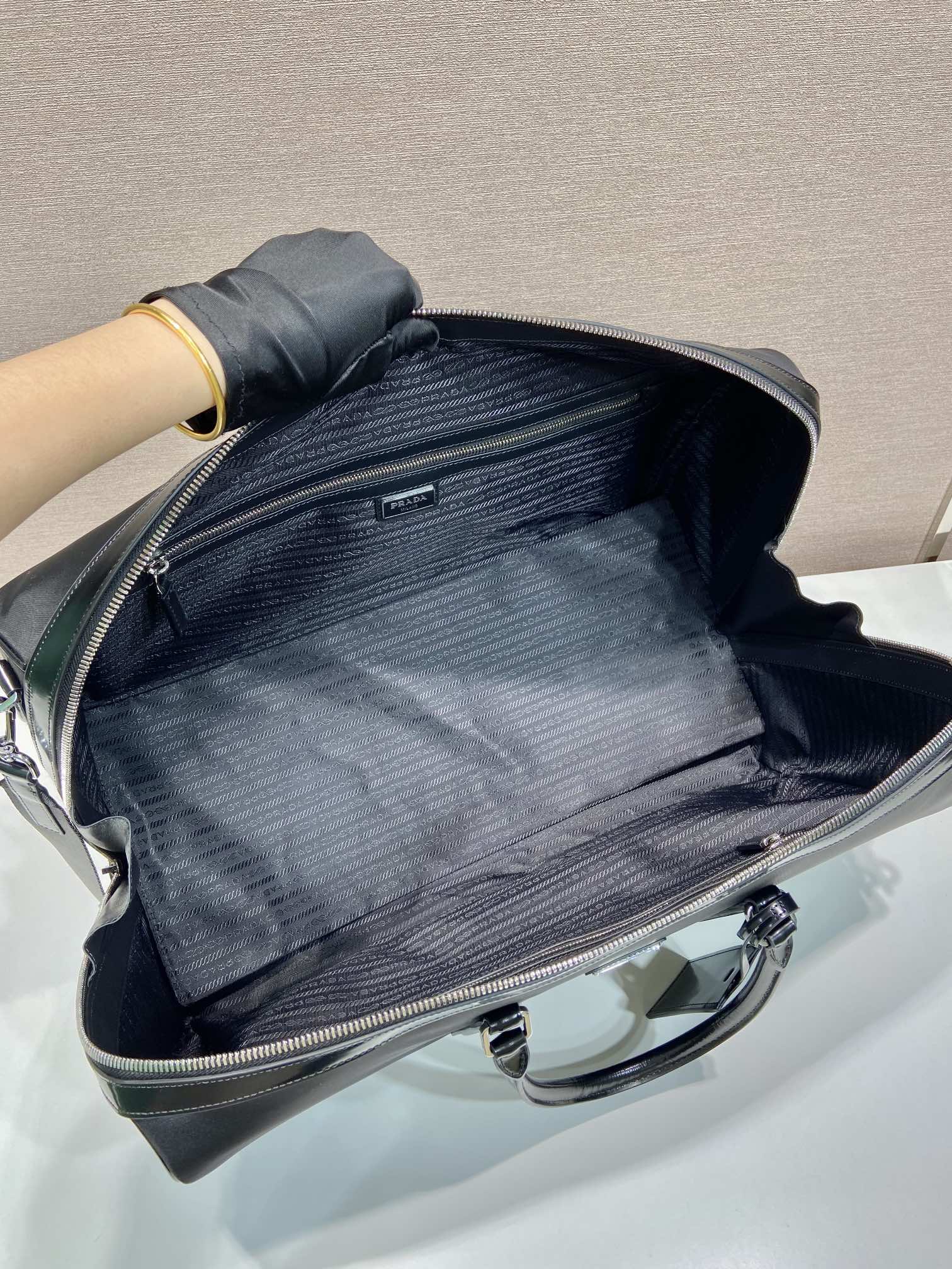 Bagsaaa Pra*a Saffiano Leather Travel Bag Black - 50x27.5x25cm