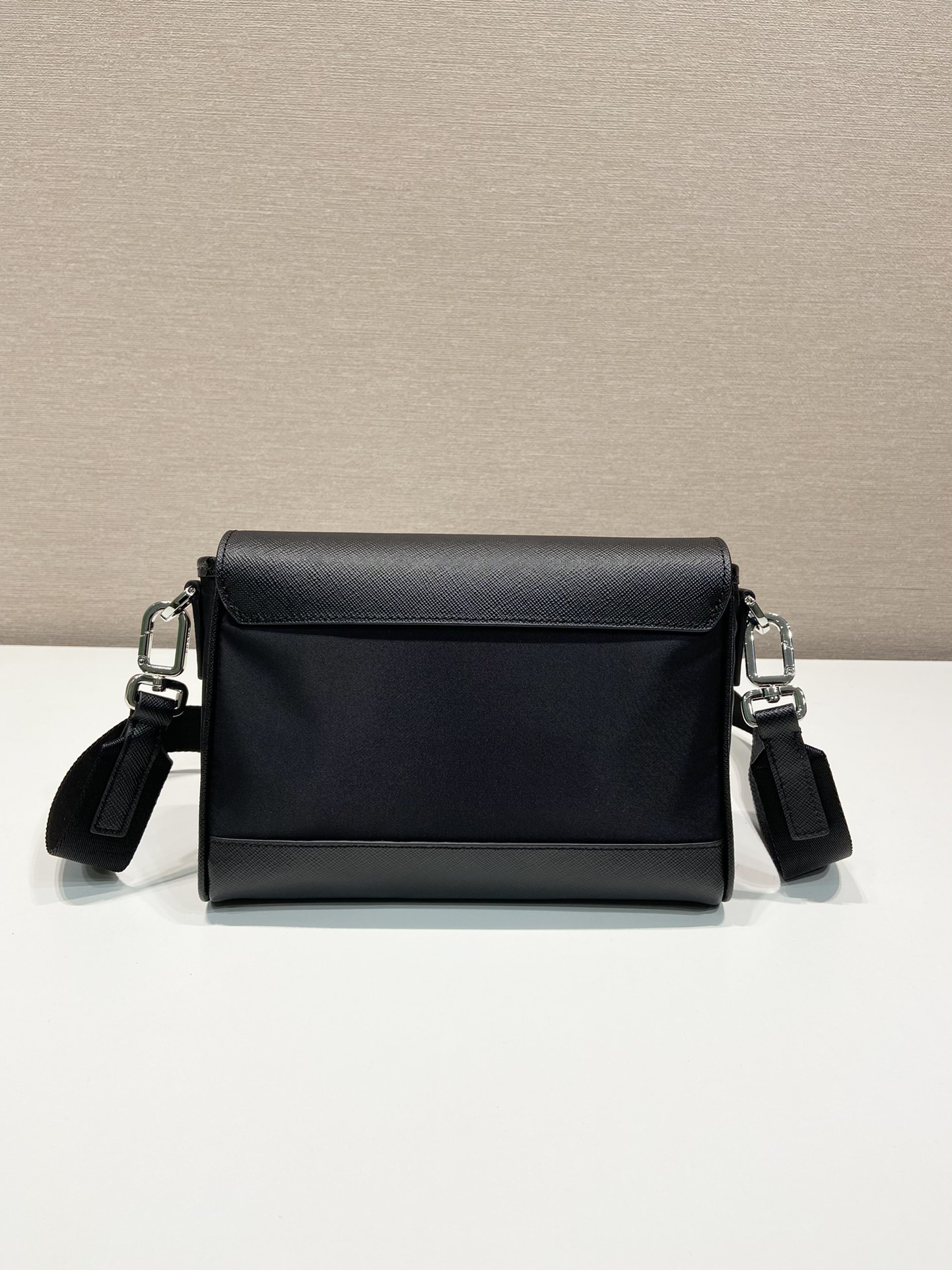 Bagsaaa Pra*a Re-Nylon And Leather Shoulder Bag Black - 20x15.5x4cm
