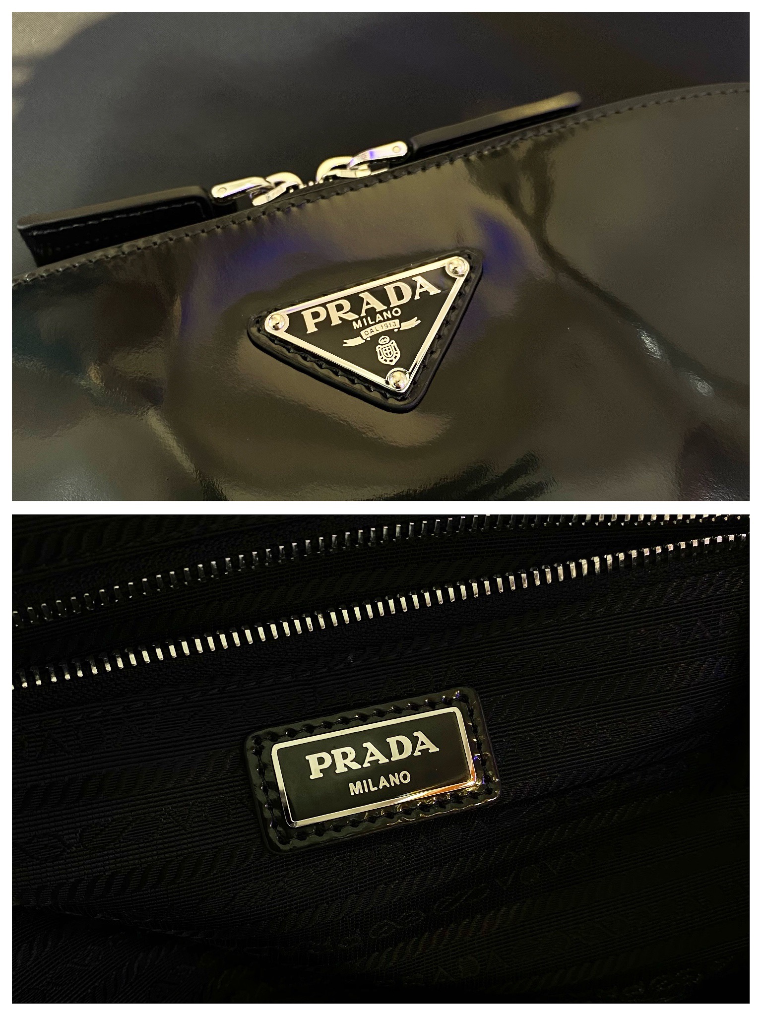 Bagsaaa Pra*a Re-Nylon and leather backpack black - 43x30x13 cm