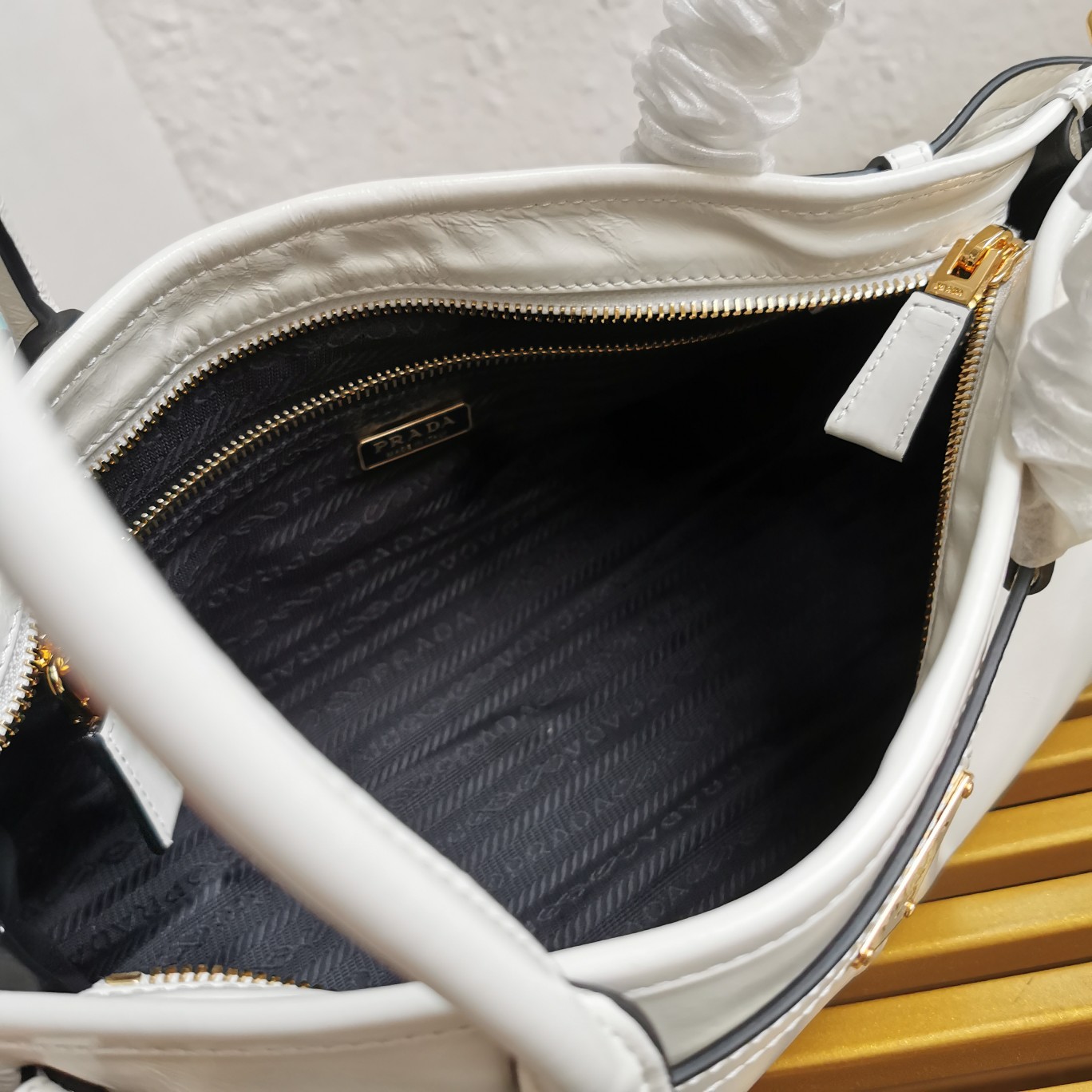 Bagsaaa Pra*a Medium leather handbag white - 32x15.5x2cm