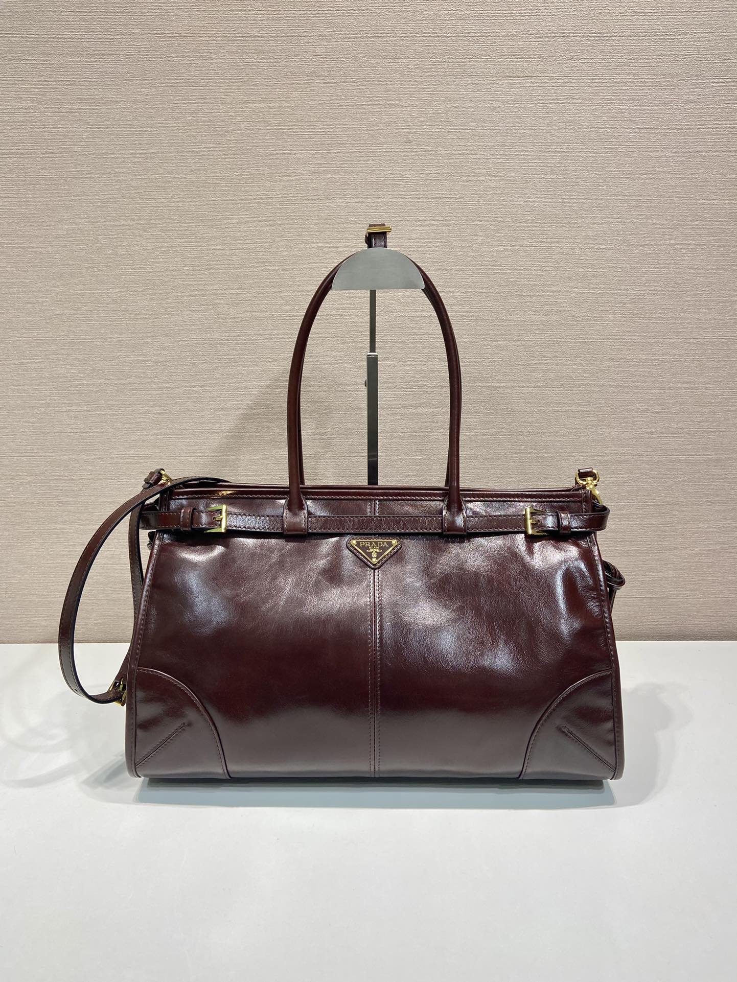 Bagsaaa Pra*a Large leather handbag dark brown - 38*24*12cm