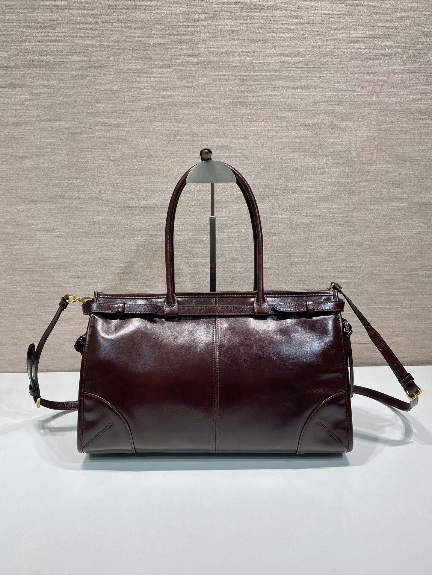 Bagsaaa Pra*a Large leather handbag dark brown - 38*24*12cm