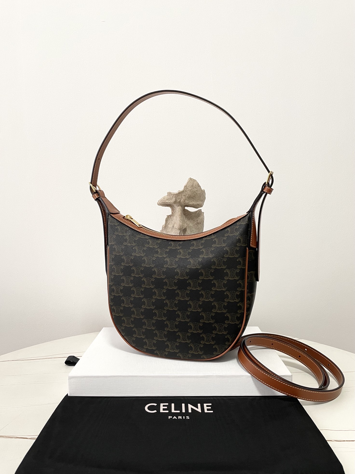 Bagsaaa Ce1i*e Small Heloïse Bag Cuir Triomphe In Triomphe Canvas And Calfskin - 9 x 22 x 5 CM