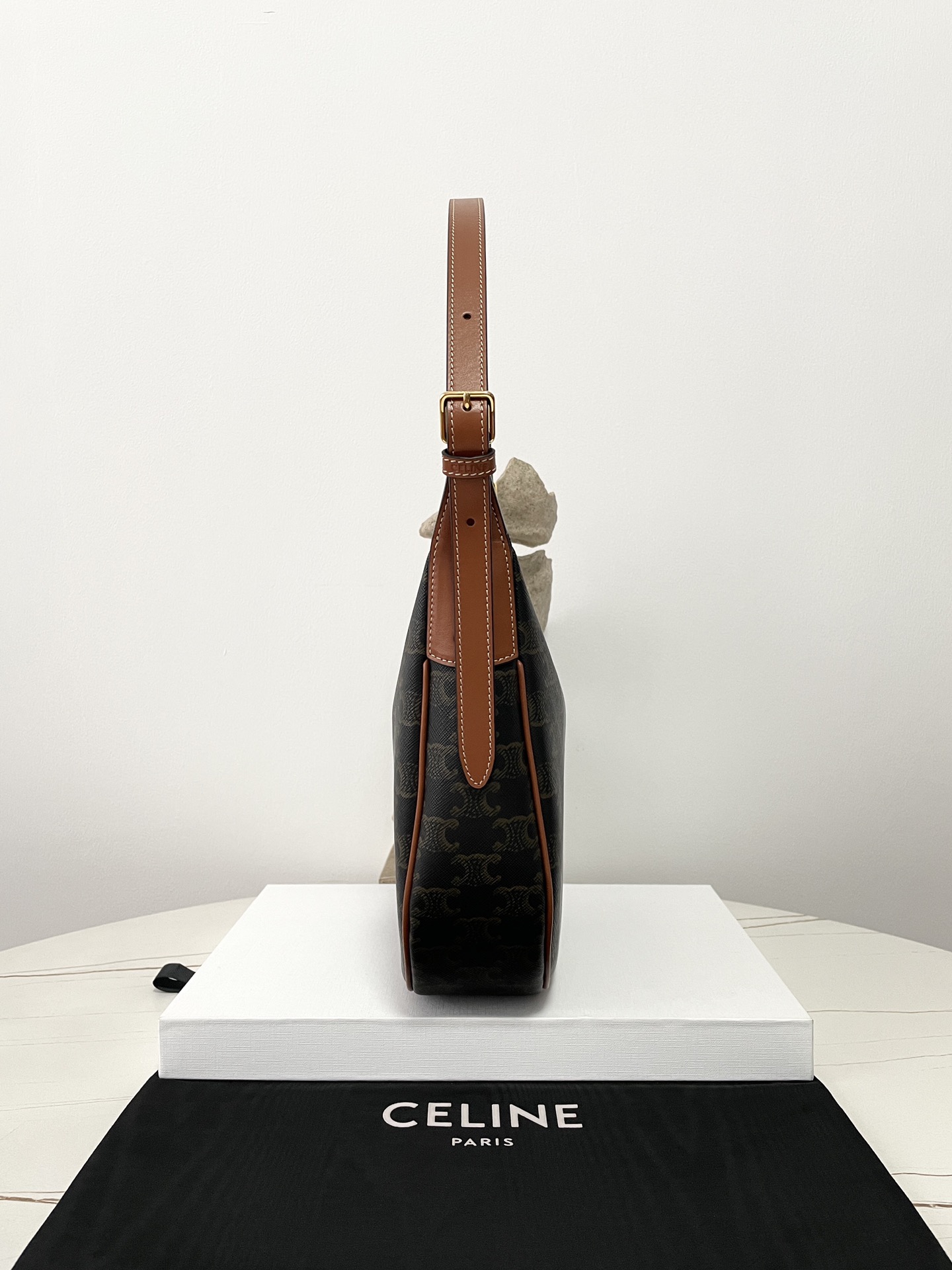 Bagsaaa Ce1i*e Small Heloïse Bag Cuir Triomphe In Triomphe Canvas And Calfskin - 9 x 22 x 5 CM