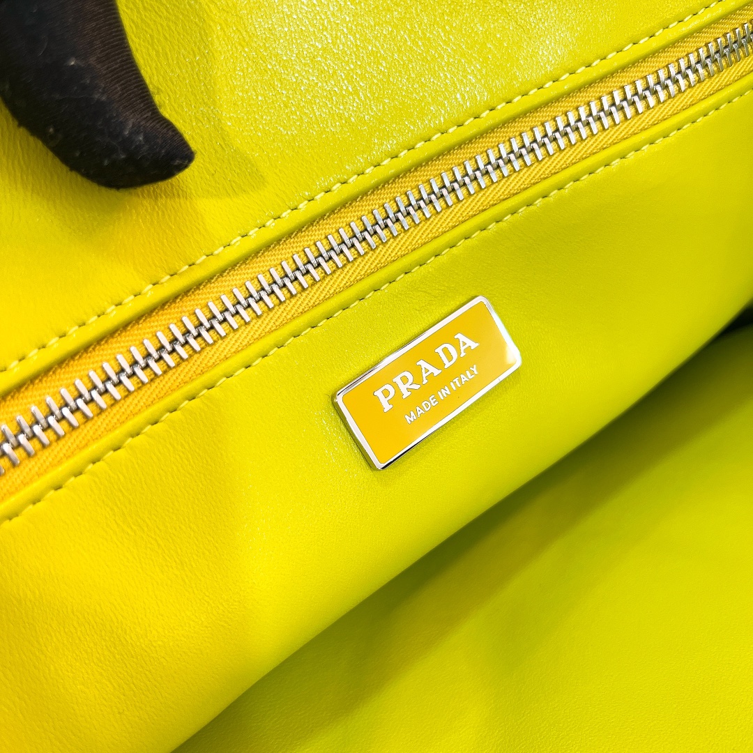 Bagsaaa Pra*a Medium Antique Nappa Leather Tote Bag Yellow - 39*36*13cm