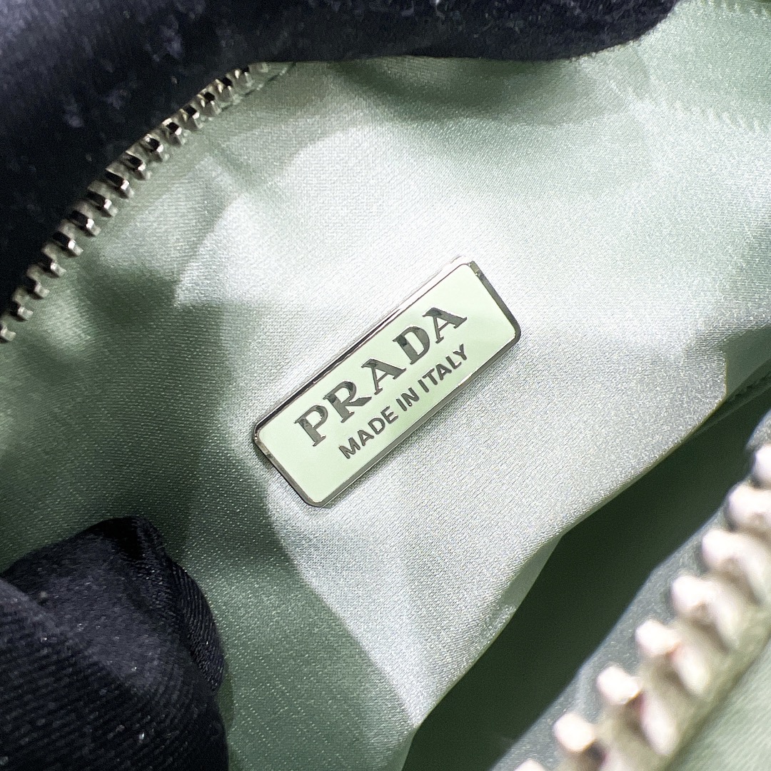 Bagsaaa Pra*a Triangle Shoulder Bag Crystal Embellished Green - 26*14*12cm