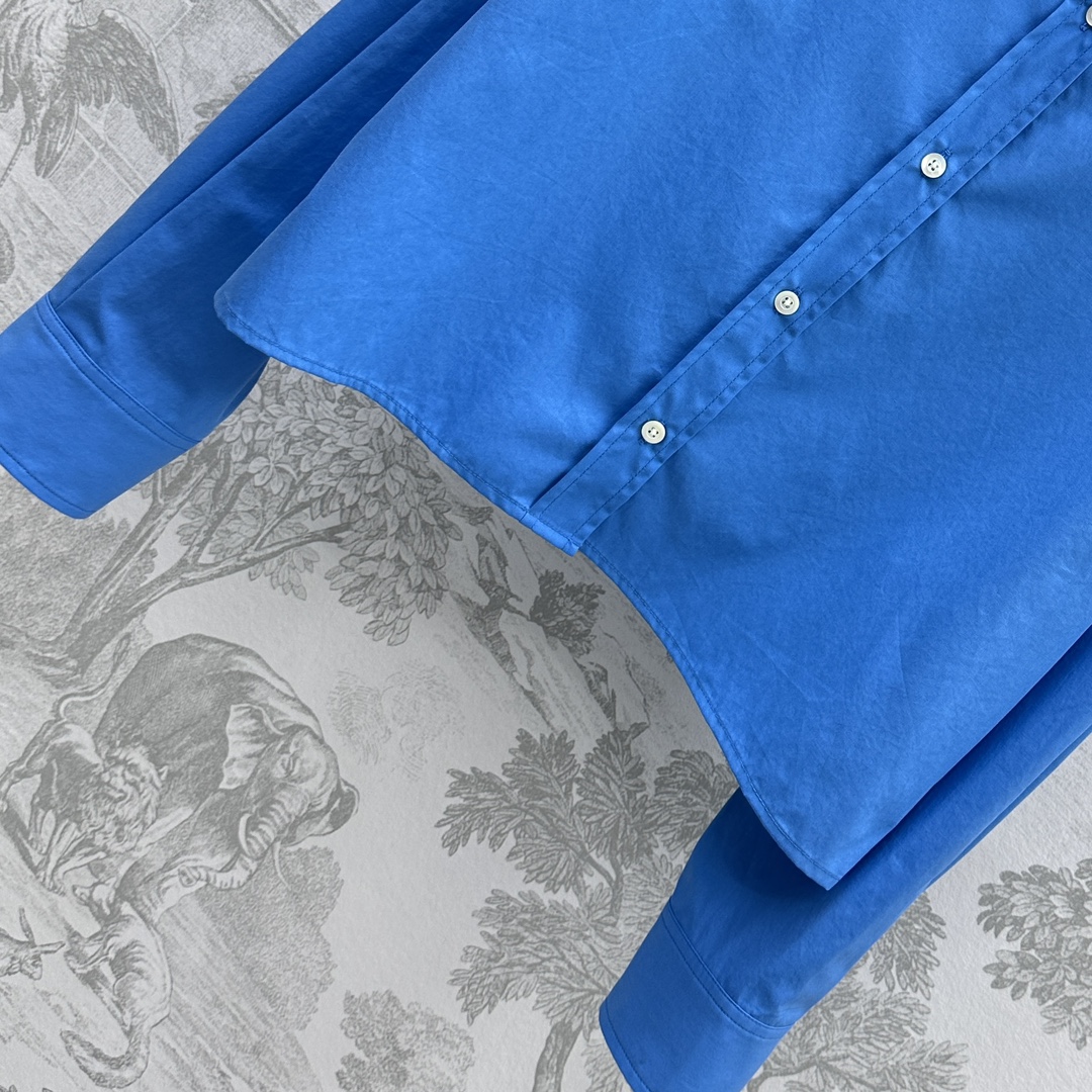 Bagsaaa M1um1u logo-embroidered cotton shirt Sapphire blue