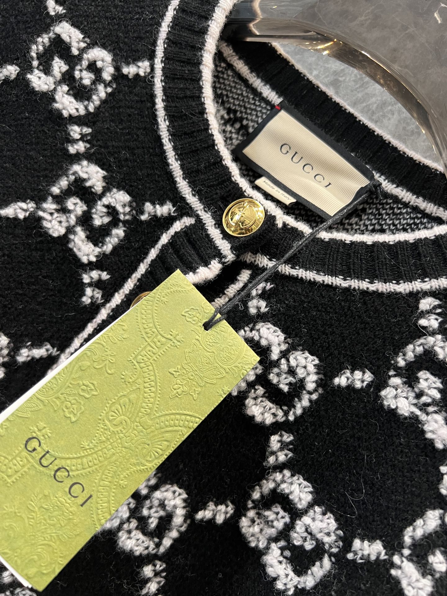 Bagsaaa Gvc*1 GG Wool Bouclé Jacquard Cardigan Black