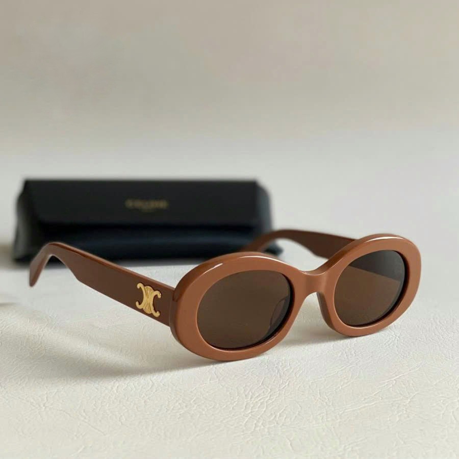 Bagsaaa Ce1i*e Triomphe 01 Sunglasses In Acetate Brown