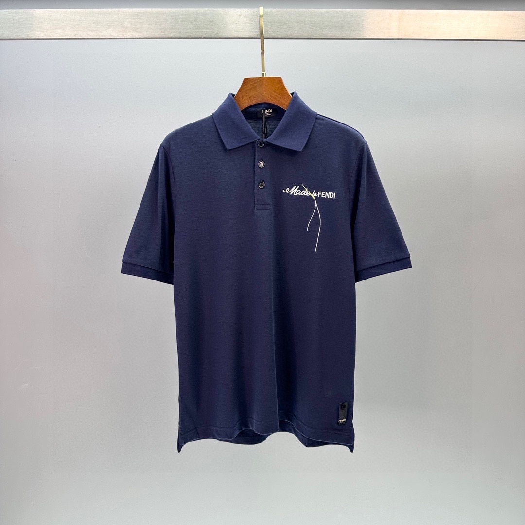 Bagsaaa F**di Blue piqué polo shirt