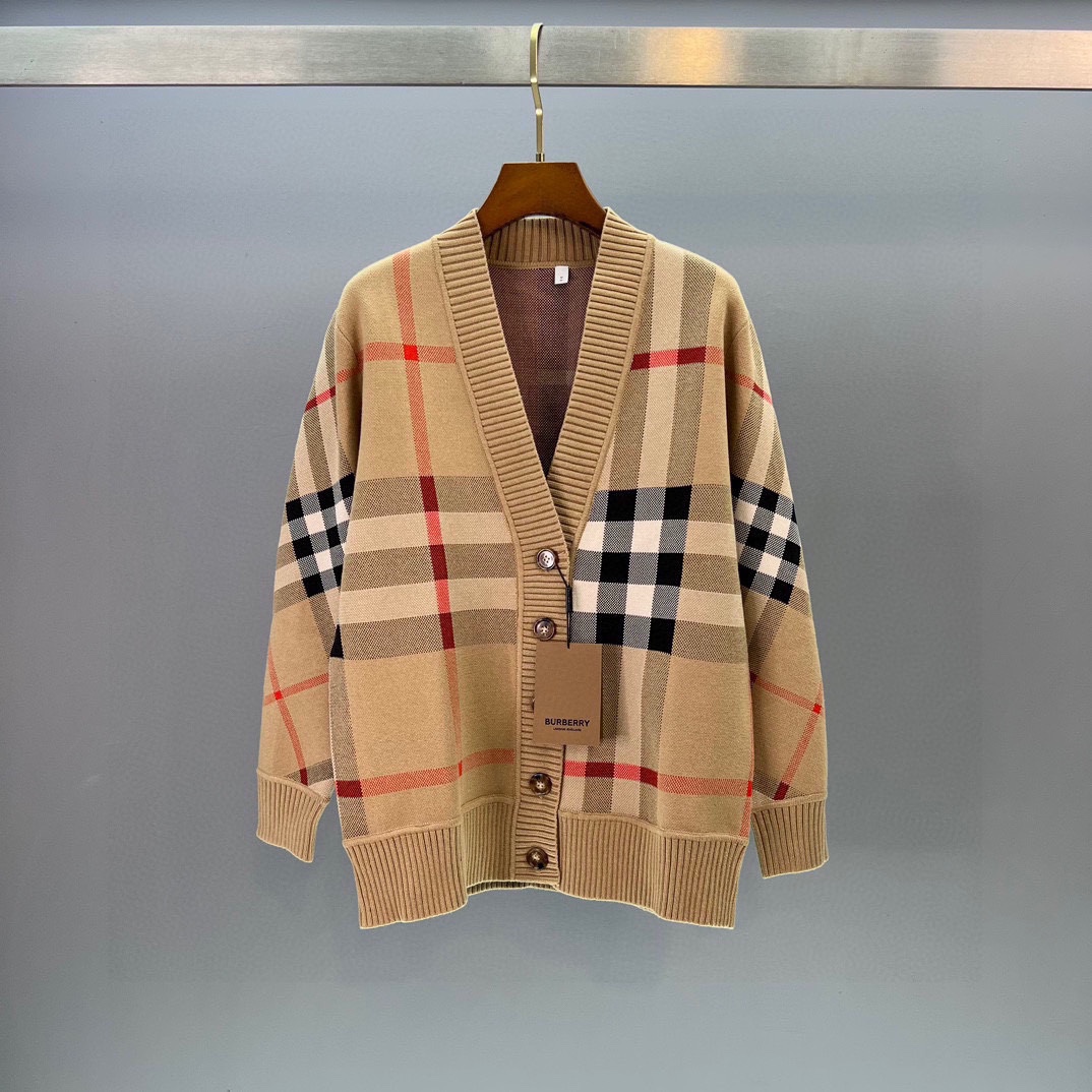Bagsaaa Bv*b*rry Caragh Check Jacquard Cardigan