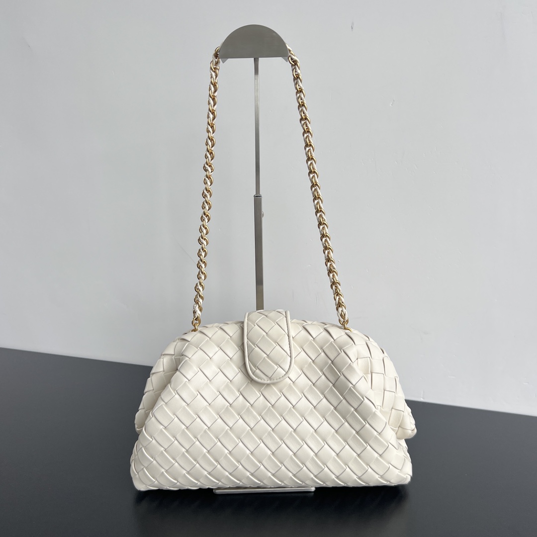 Bagsaaa B0tt*ga Ven*ta Teen Lauren 1980 With Chain White - 31.5*16*11cm