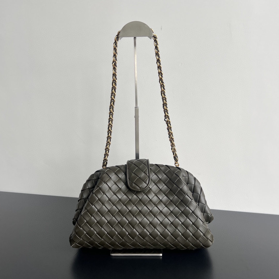 Bagsaaa B0tt*ga Ven*ta Teen Lauren 1980 With Chain Kaki - 31.5*16*11cm