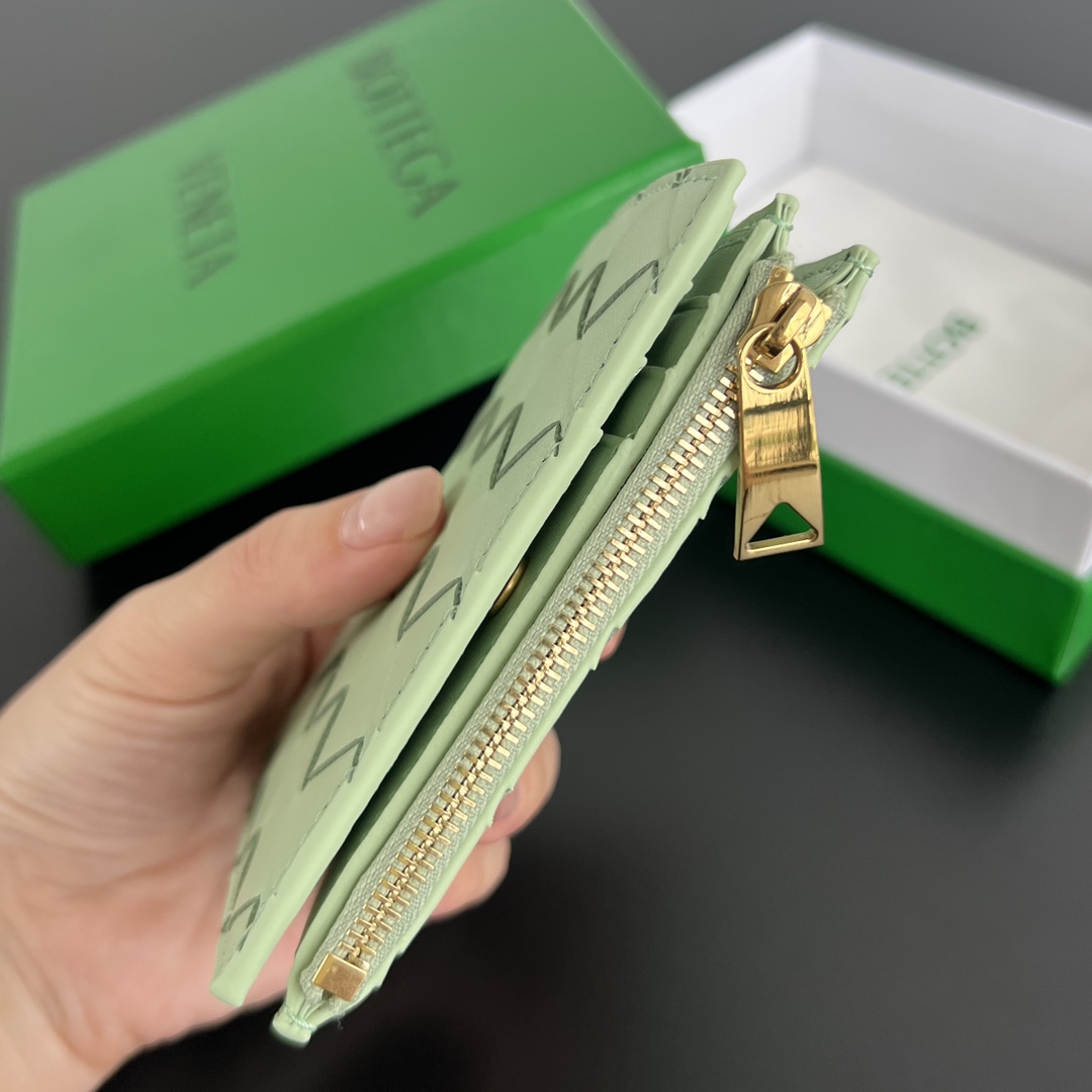 Bagsaaa B0tt*ga Ven*ta Intrecciato 15 Small Bi-Fold Wallet Mint - 11.5x9 cm