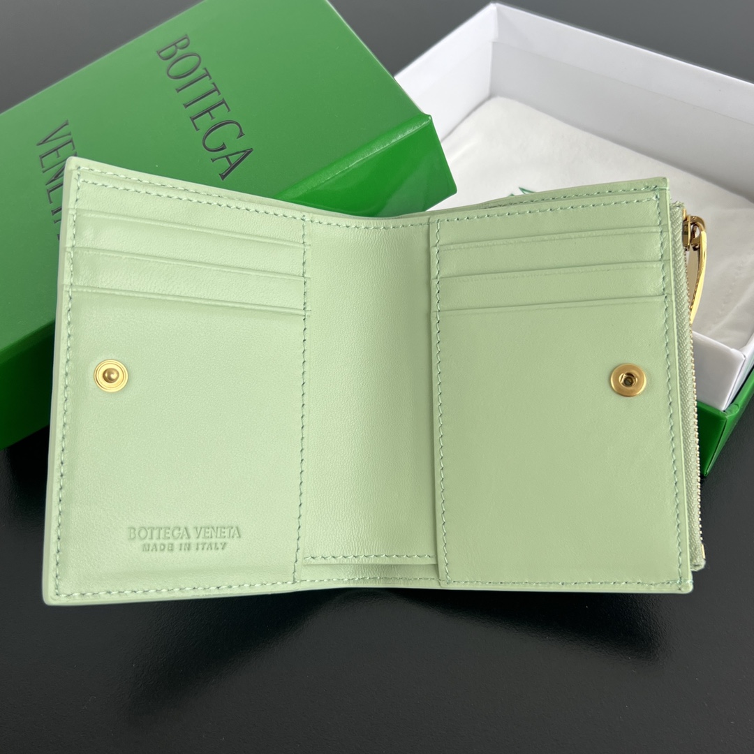 Bagsaaa B0tt*ga Ven*ta Intrecciato 15 Small Bi-Fold Wallet Mint - 11.5x9 cm
