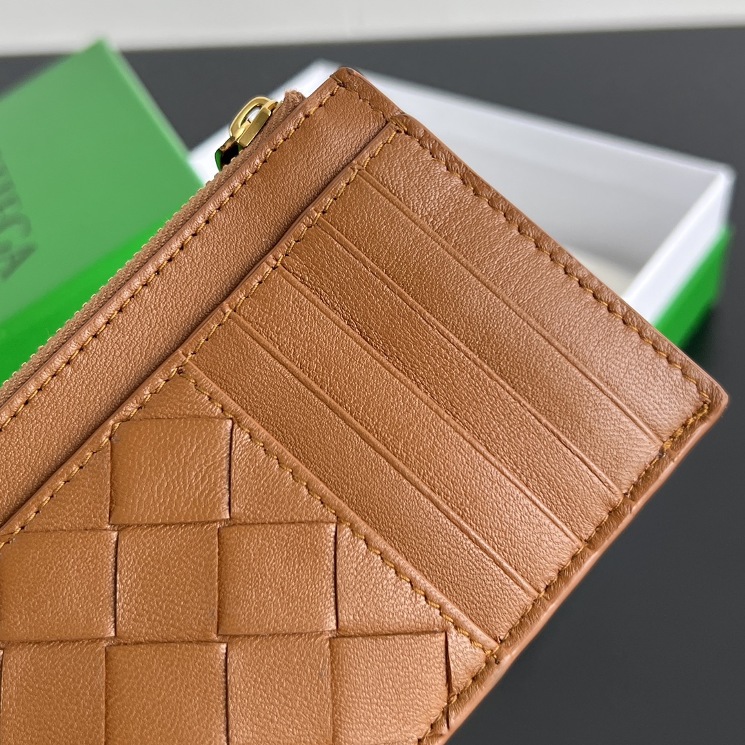 Bagsaaa B0tt*ga Ven*ta Andiamo Zippered Card Case Brown - 14x8.5x2 cm