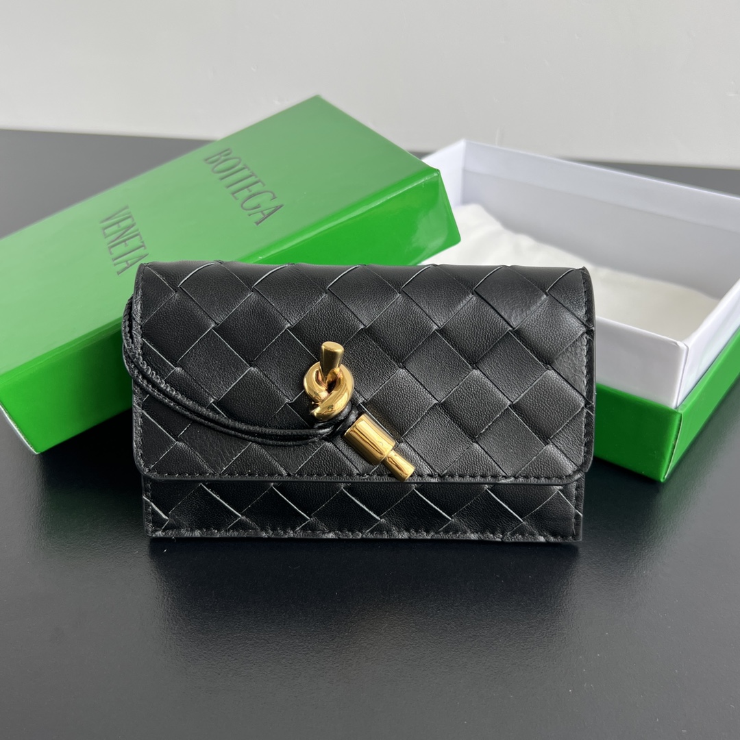 Bagsaaa B0tt*ga Ven*ta Andiamo Zippered Card Case Black - 14x8.5x2 cm