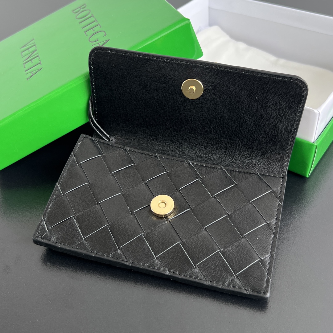 Bagsaaa B0tt*ga Ven*ta Andiamo Zippered Card Case Black - 14x8.5x2 cm