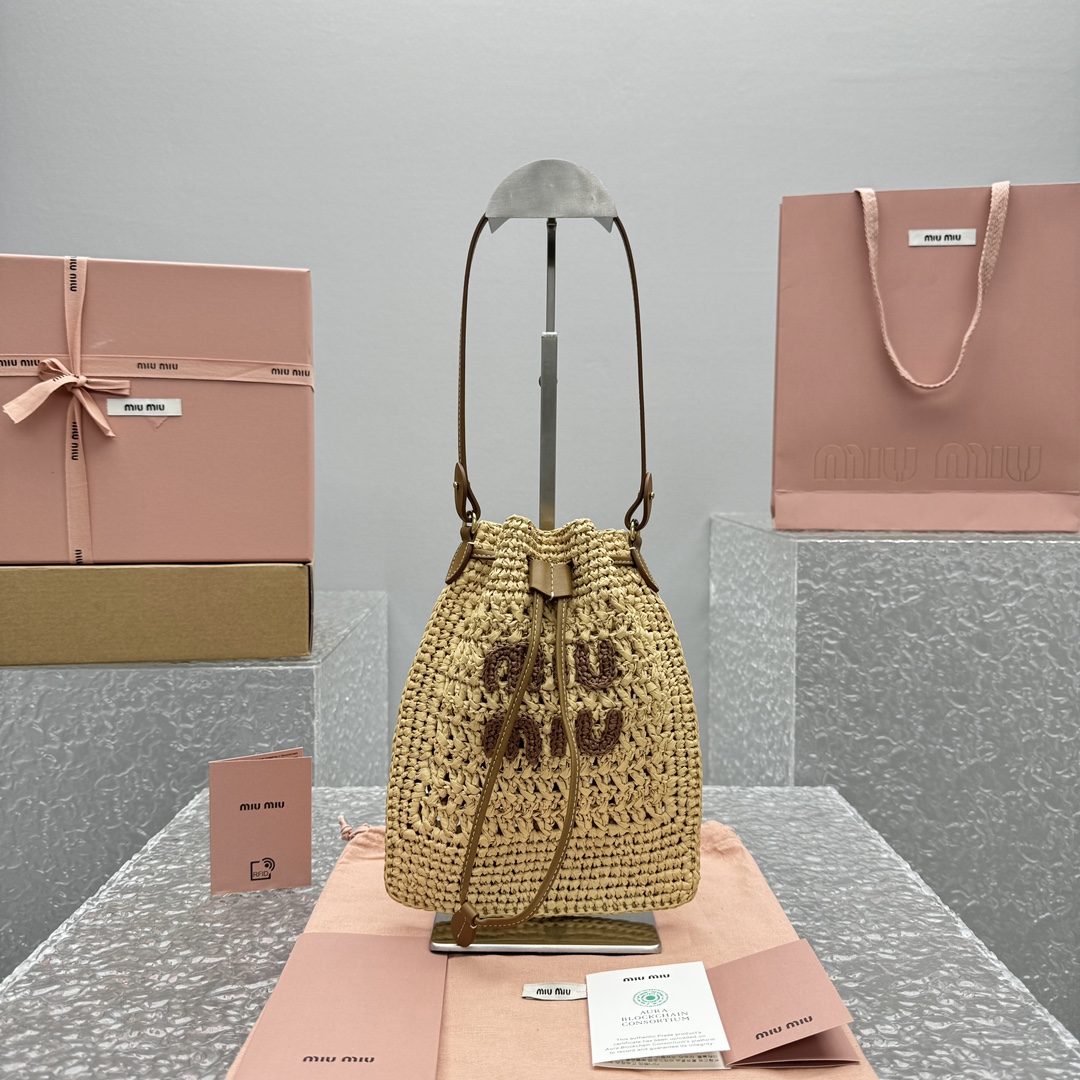 Bagsaaa M1um1u Woven fabric mini-bag beige - 23x20 cm