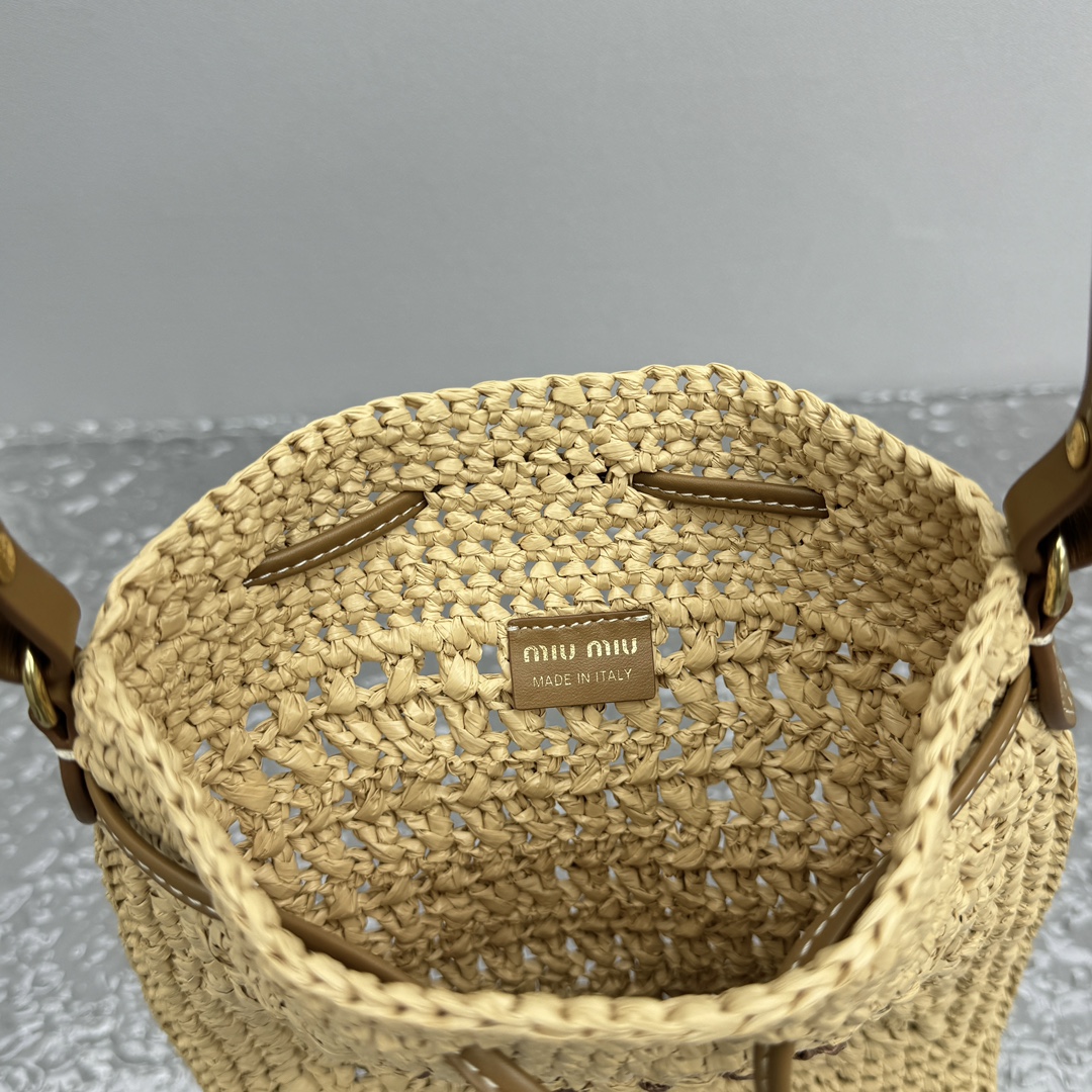Bagsaaa M1um1u Woven fabric mini-bag beige - 23x20 cm