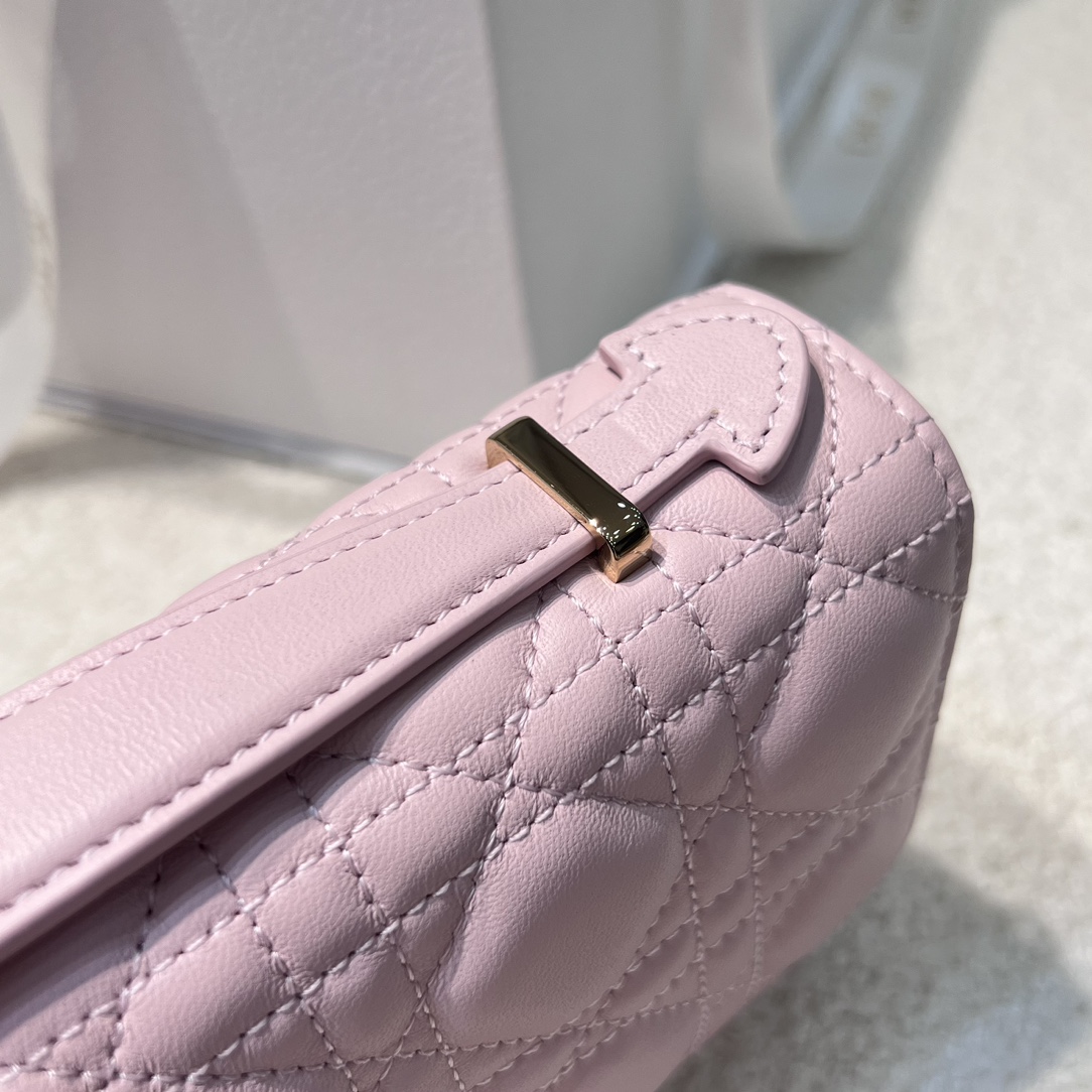 Bagsaaa My D10r Mini Bag Pale Pink Cannage Lambskin - 21 x 11.5 x 4.5 cm