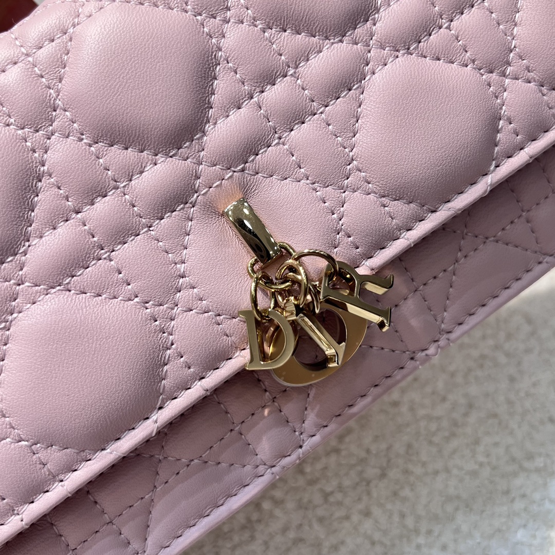 Bagsaaa My D10r Mini Bag Pale Pink Cannage Lambskin - 21 x 11.5 x 4.5 cm