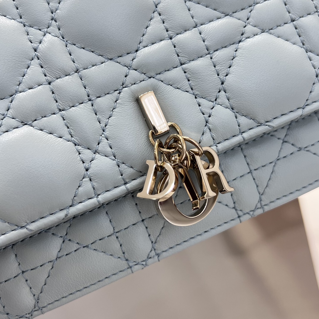 Bagsaaa My D10r Mini Bag Pale Blue Cannage Lambskin - 21 x 11.5 x 4.5 cm