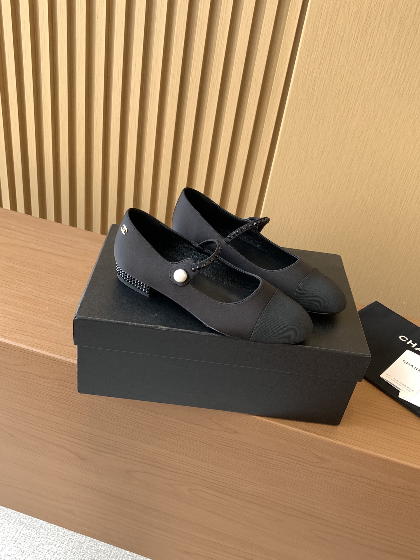 Bagsaaa Ch**el Mary Janes G45877 Black Strass