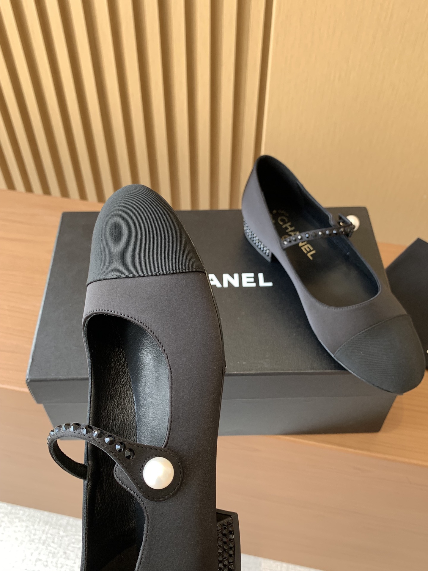 Bagsaaa Ch**el Mary Janes G45877 Black Strass