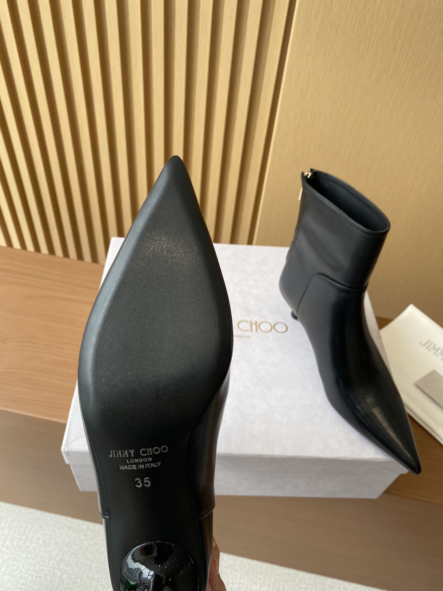 Bagsaaa J1m*y Ch00 Cycas Black Nappa Leather Ankle Boots