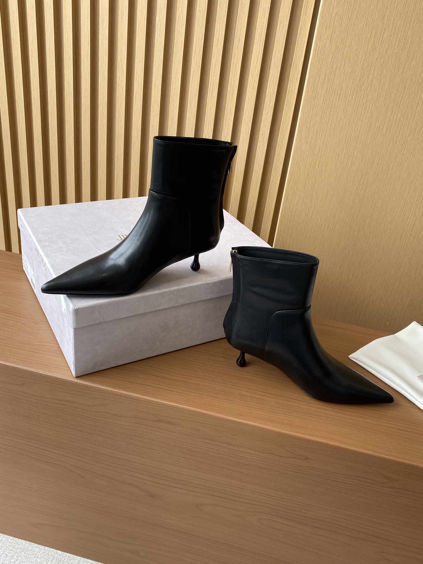 Bagsaaa J1m*y Ch00 Cycas Black Nappa Leather Ankle Boots
