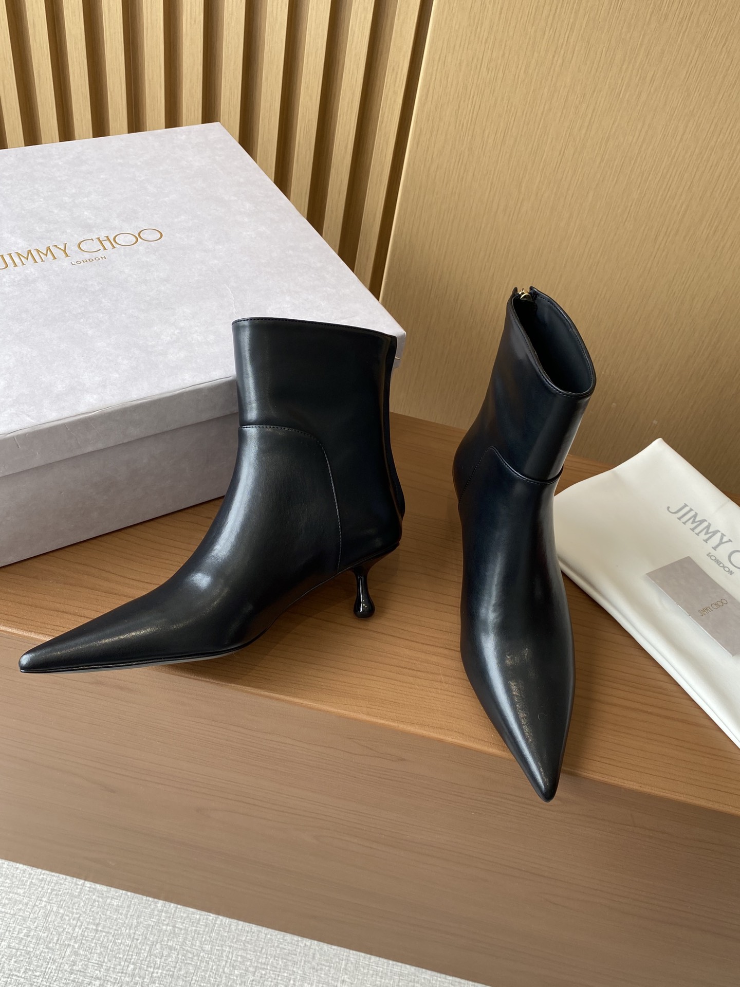Bagsaaa J1m*y Ch00 Cycas Black Nappa Leather Ankle Boots