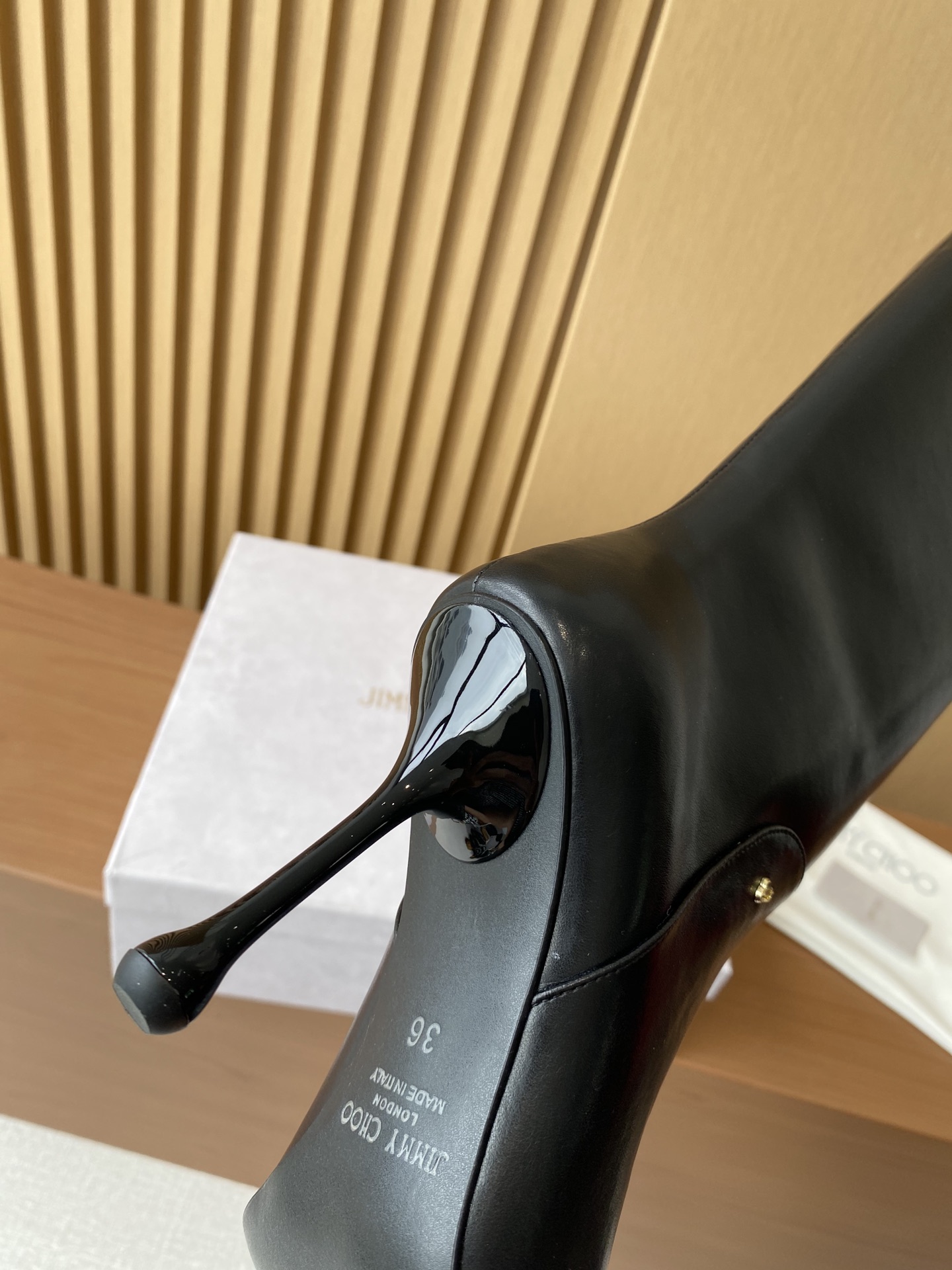 Bagsaaa J1m*y Ch00 Cycas Black Nappa Leather Knee-High Boots 9.5cm
