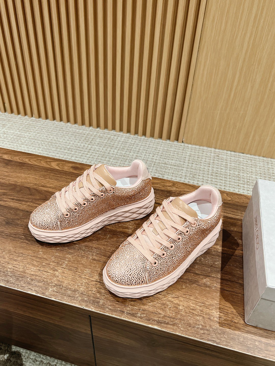 Bagsaaa J1m*y Ch00 Macaron Crystal Shimmer Suede Trainers