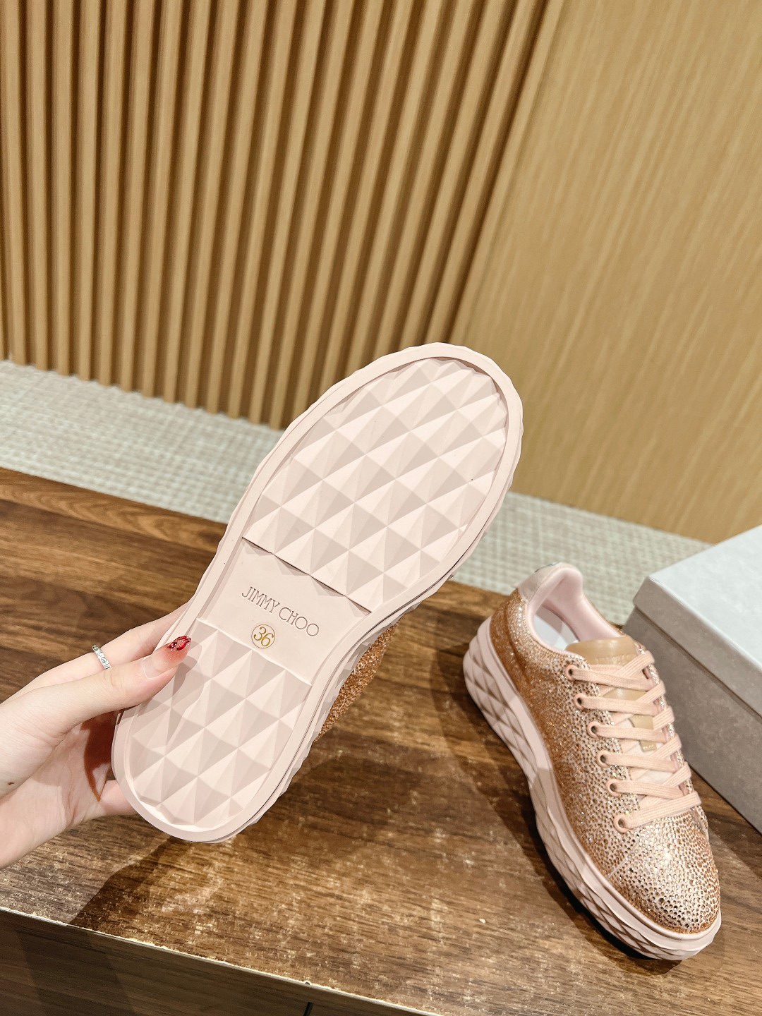 Bagsaaa J1m*y Ch00 Macaron Crystal Shimmer Suede Trainers