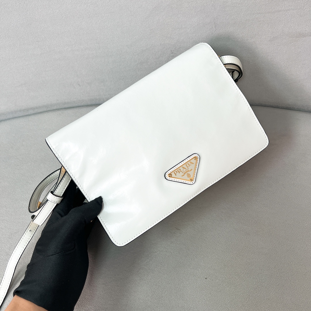 Bagsaaa Pra*a Leather shoulder bag white - 22*13*8cm