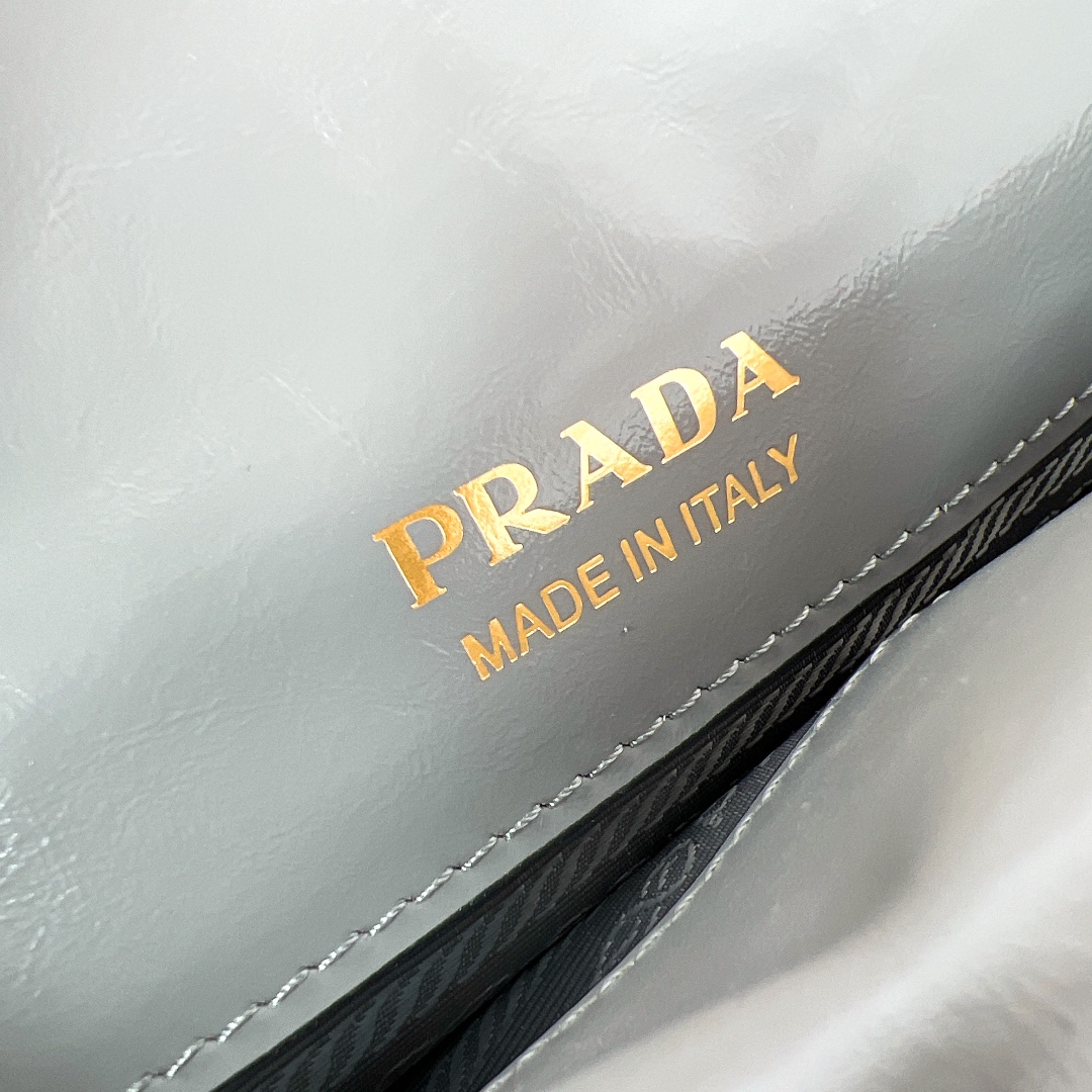 Bagsaaa Pra*a Leather shoulder bag gray - 22*13*8cm