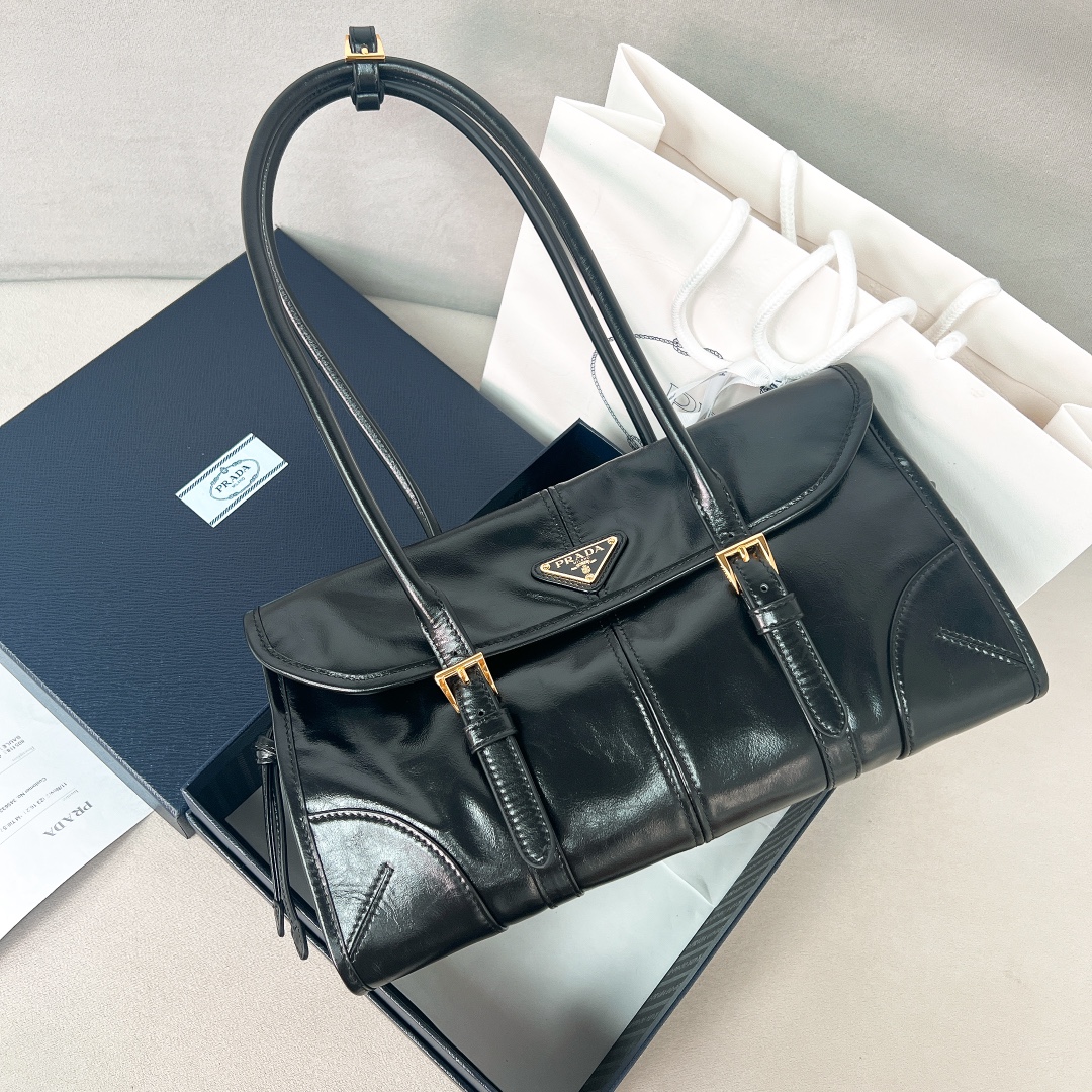 Bagsaaa Pra*a Medium leather shoulder bag 1BD376 black - 31*15*12 cm