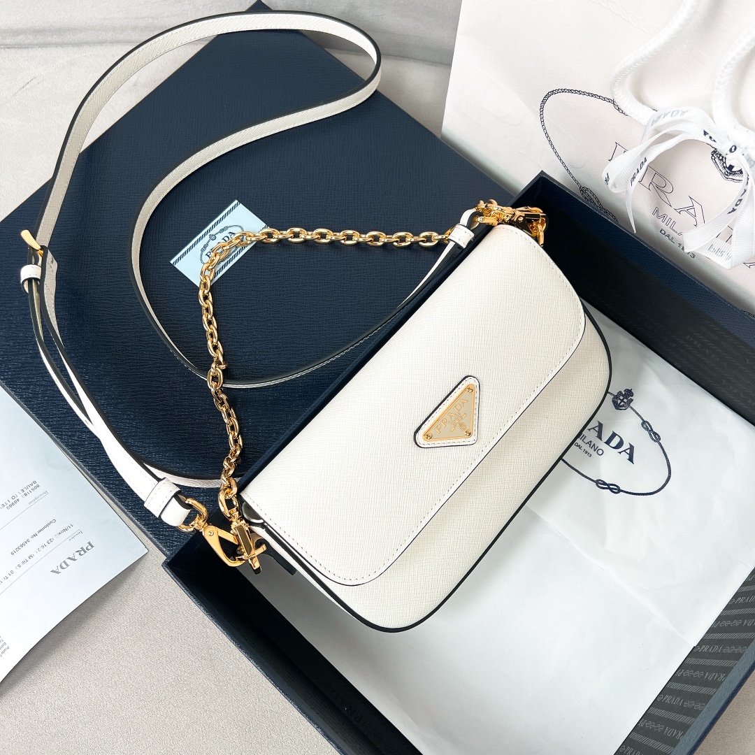 Bagsaaa Pra*a Saffiano leather mini-bag white - 20.5*10.5*4 cm
