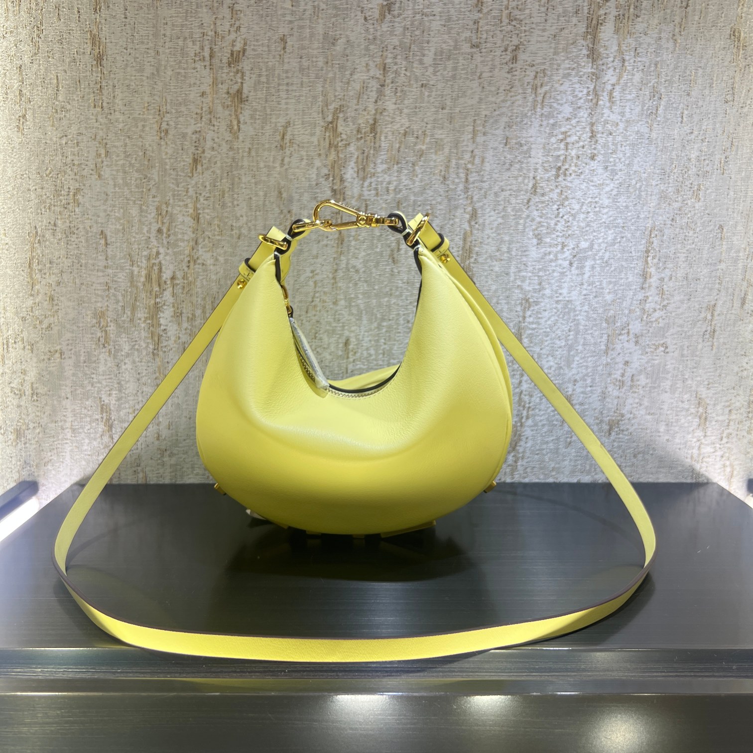 Bagsaaa F**digraphy Mini yellow leather mini bag - 20x7.5x13cm