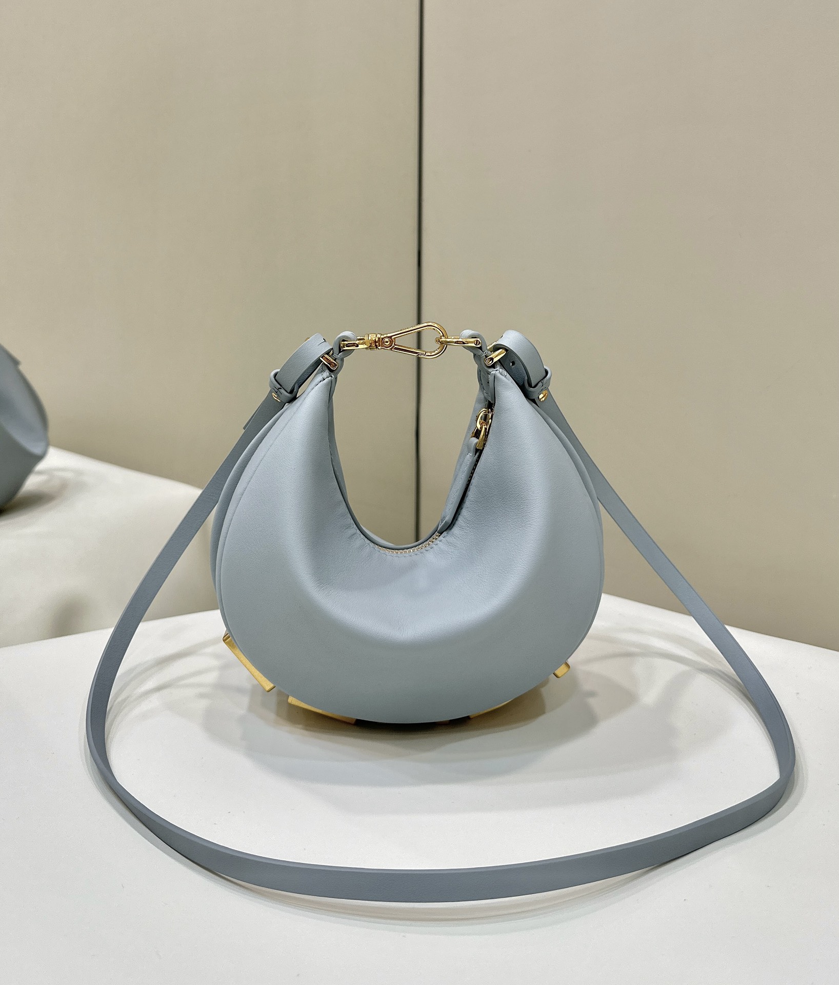 Bagsaaa F**digraphy Mini light blue leather mini bag - 20x7.5x13cm